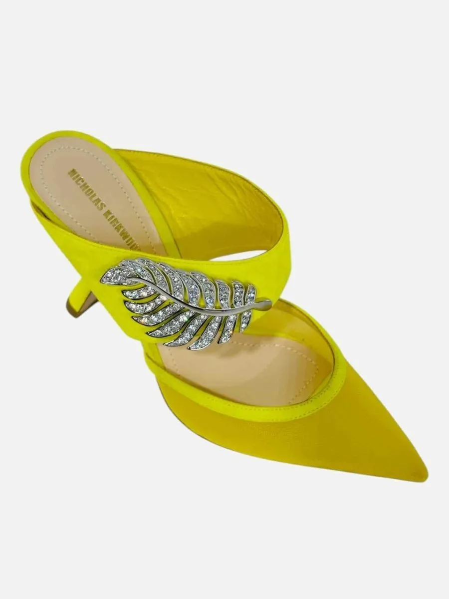 NICHOLAS KIRKWOOD Monstera Neon Yellow Mules 36