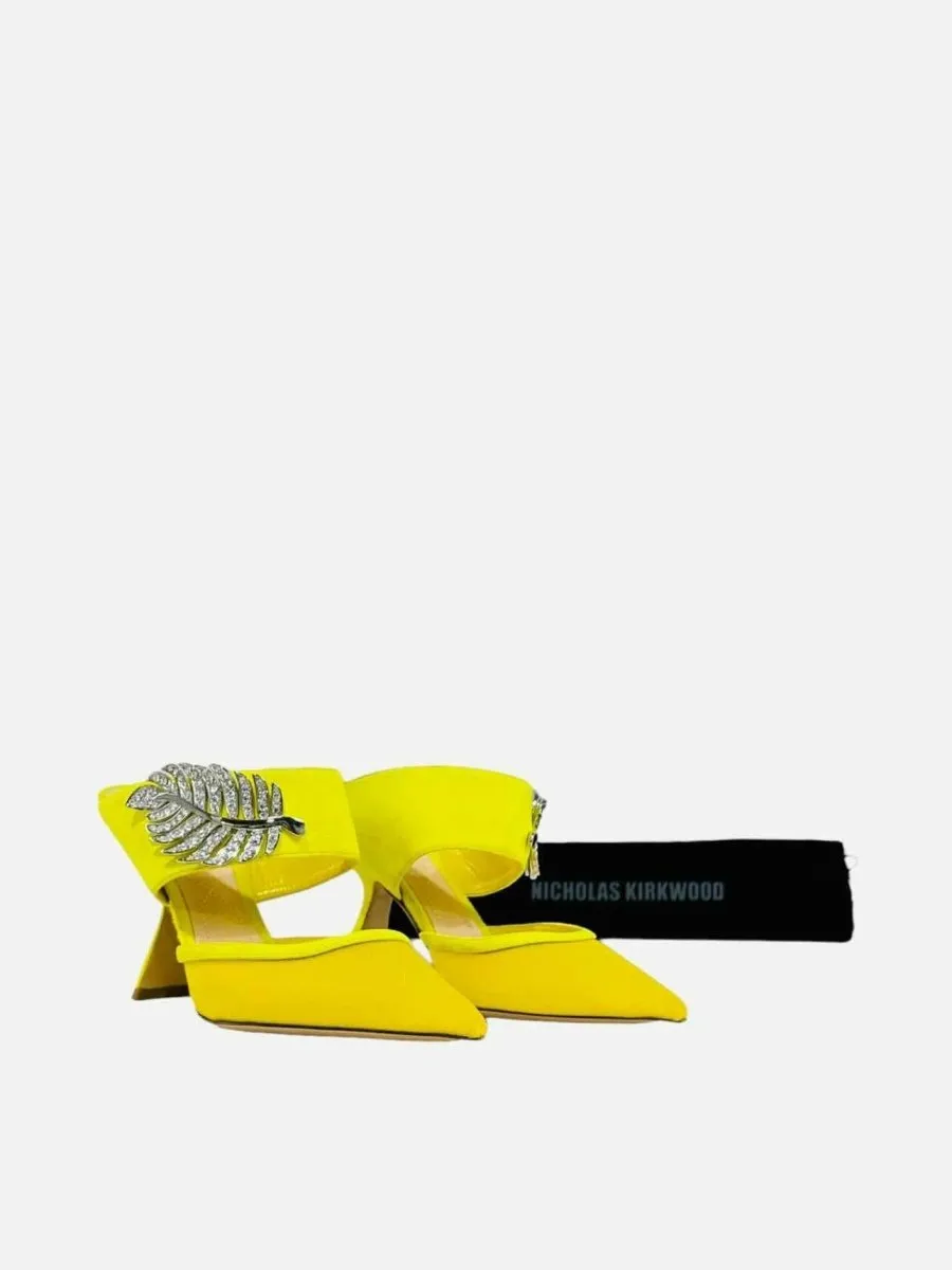 NICHOLAS KIRKWOOD Monstera Neon Yellow Mules 36