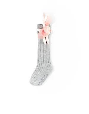 Pom Pom Bunny Knee Socks Grey
