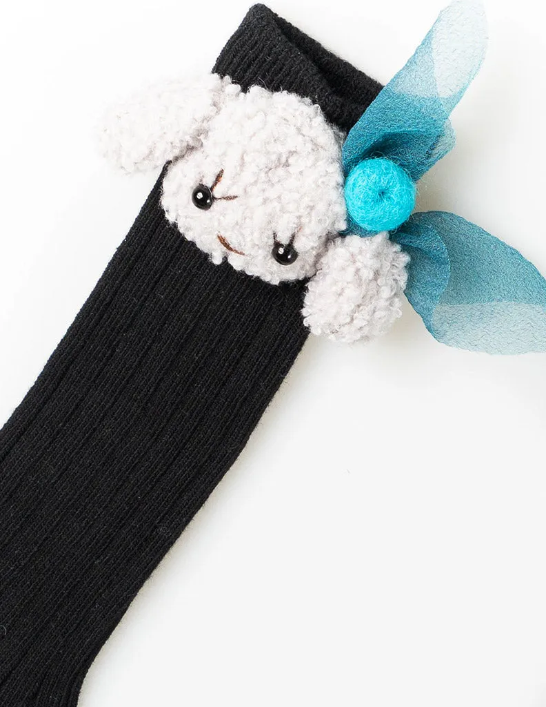 Puppy Knee Socks Black