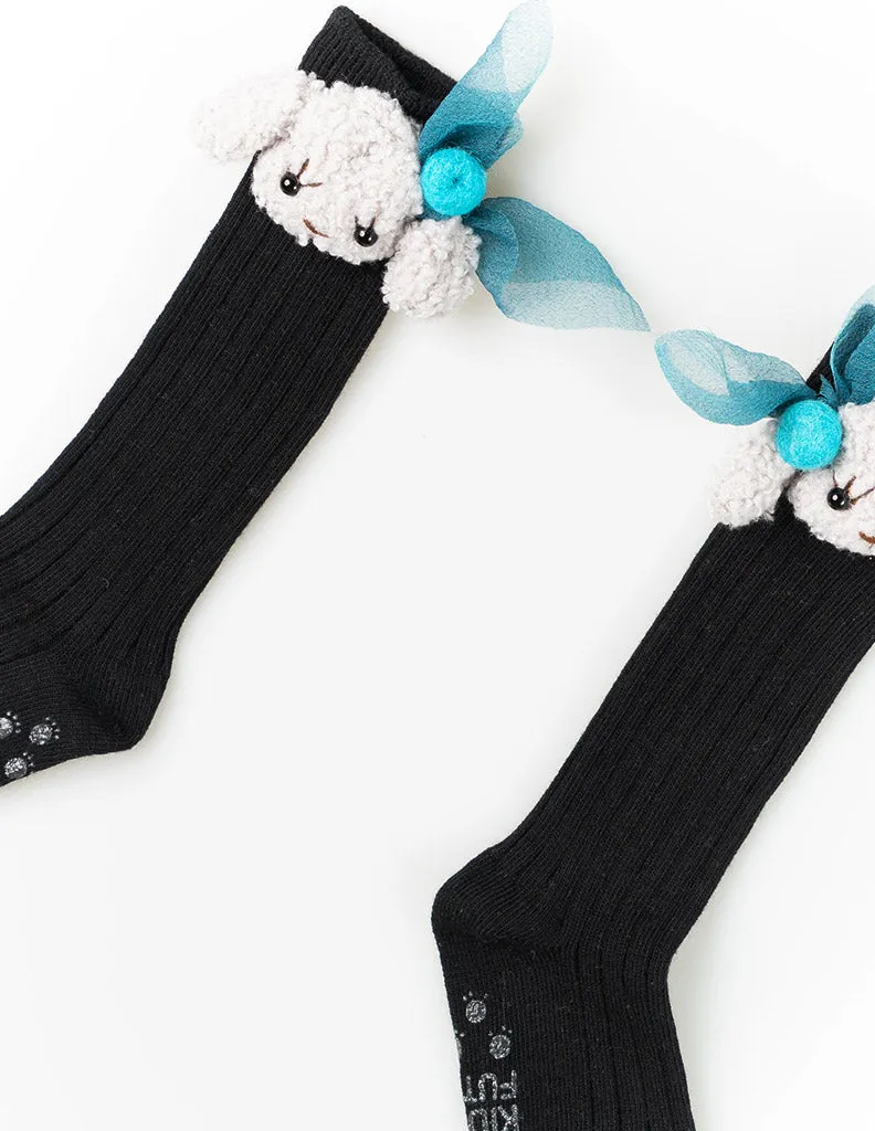 Puppy Knee Socks Black
