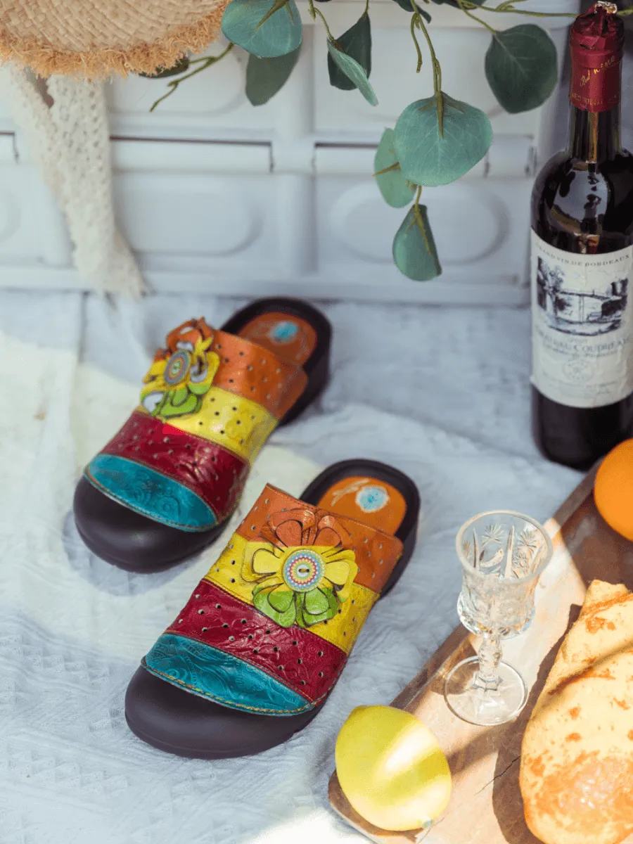Rainbow Streak Leather Sandal