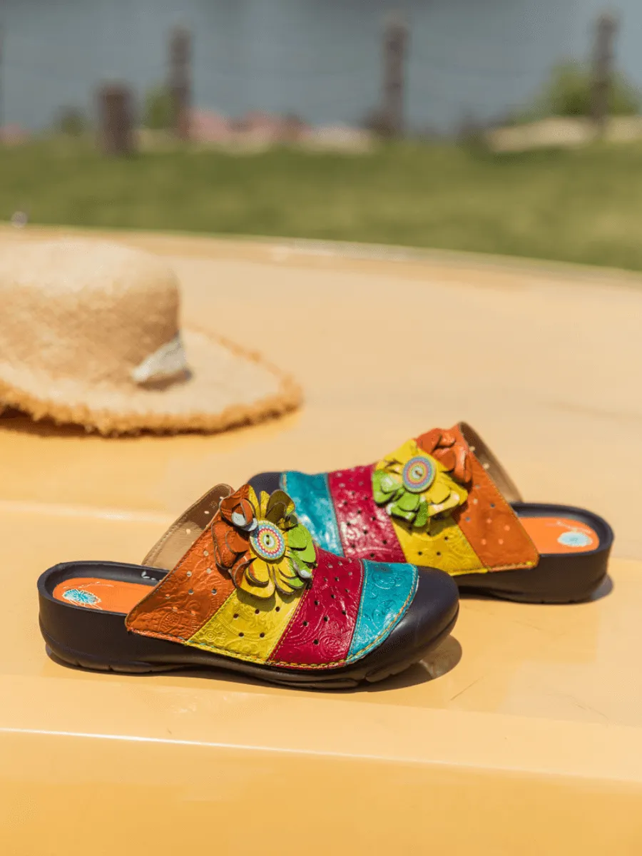 Rainbow Streak Leather Sandal