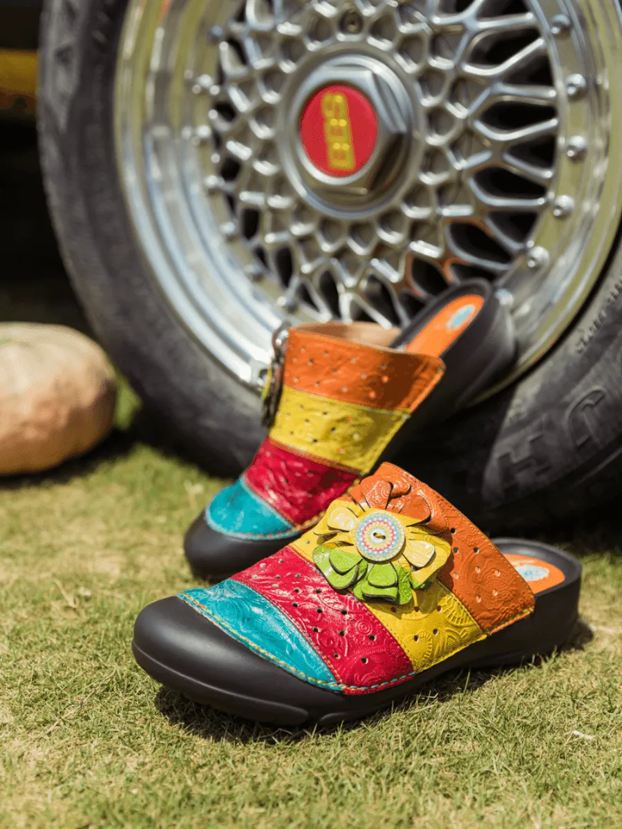 Rainbow Streak Leather Sandal