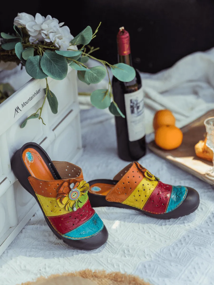 Rainbow Streak Leather Sandal