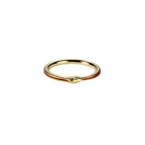 Red Enamel Ouroboros Snake Ring