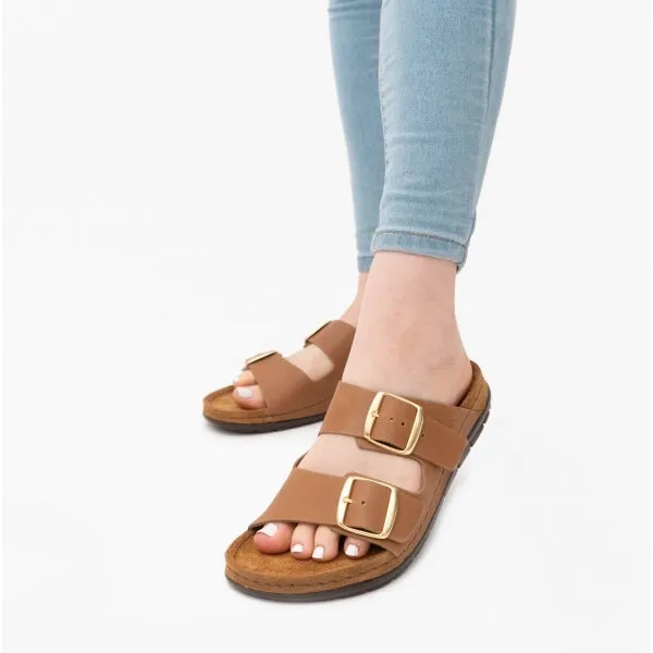 Rohde 5865 Womens Leather Mule Sandals Brown
