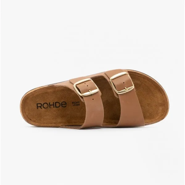 Rohde 5865 Womens Leather Mule Sandals Brown