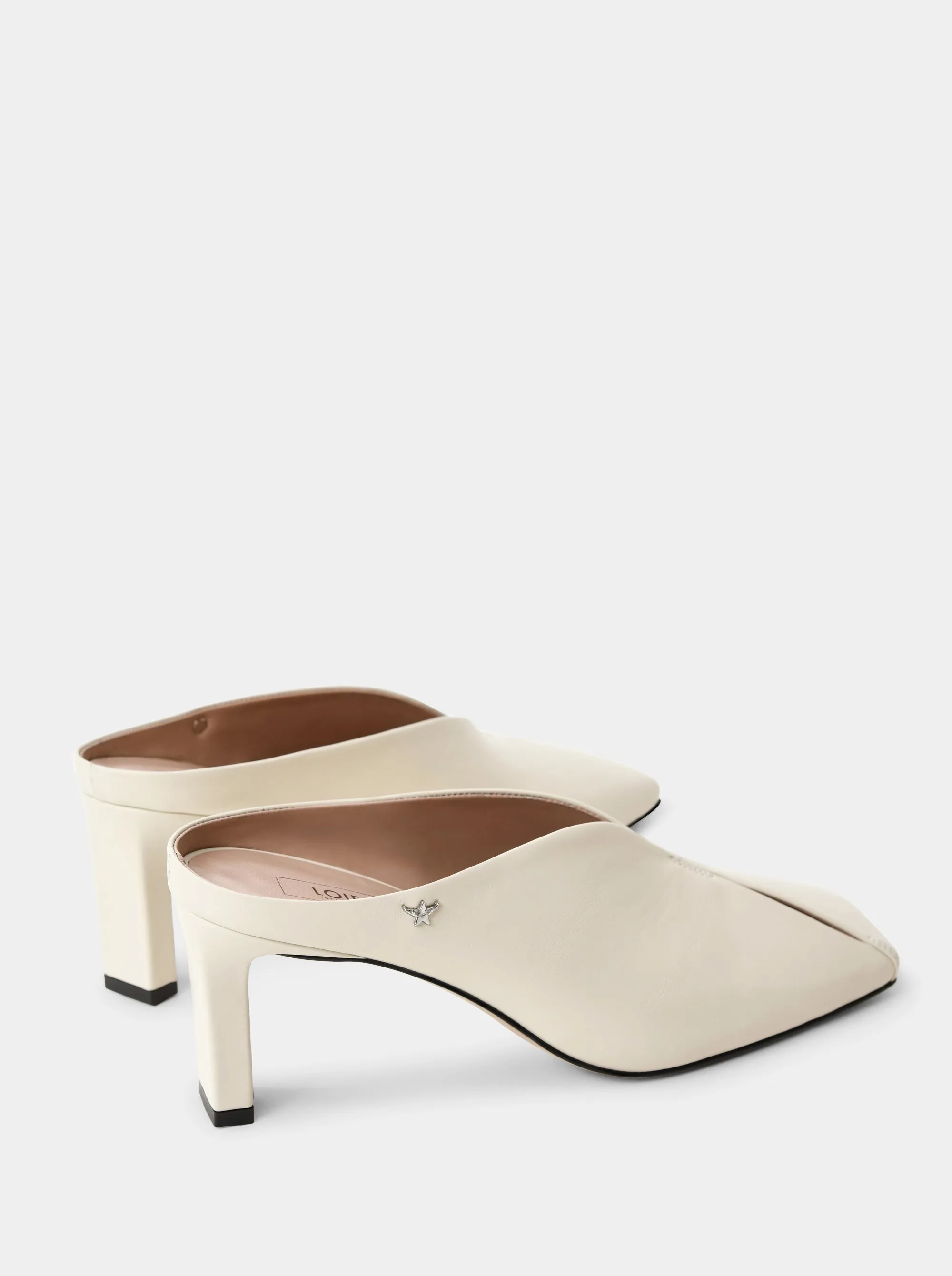 SABRINA BEIGE LEATHER MULES SLIPPERS