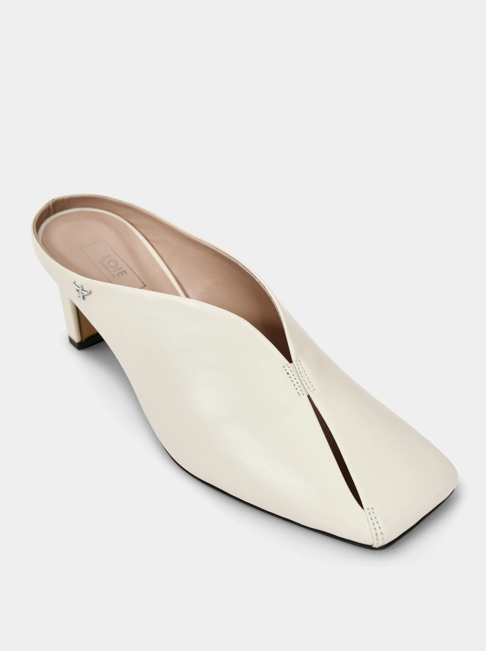 SABRINA BEIGE LEATHER MULES SLIPPERS
