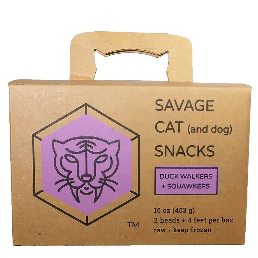 Savage Cat Frozen Duck Heads & Feet - 6 Pack