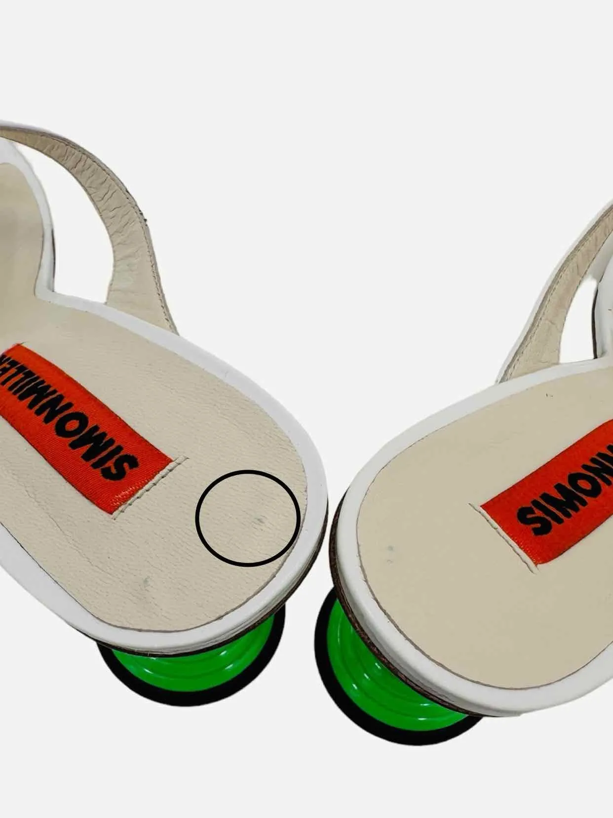 SIMON MILLER Beep White & Green Mules 39