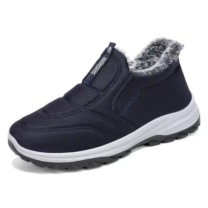 Snow Boots Thick Fur Non-slip Sneakers for Men – Cotton Ankle Boots, Lightweight Outdoor Hiking Shoes, Warm Walking Boots for Winter