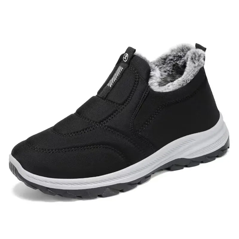 Snow Boots Thick Fur Non-slip Sneakers for Men – Cotton Ankle Boots, Lightweight Outdoor Hiking Shoes, Warm Walking Boots for Winter