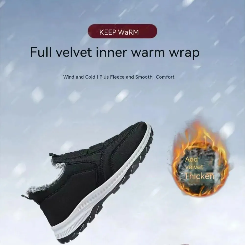 Snow Boots Thick Fur Non-slip Sneakers for Men – Cotton Ankle Boots, Lightweight Outdoor Hiking Shoes, Warm Walking Boots for Winter