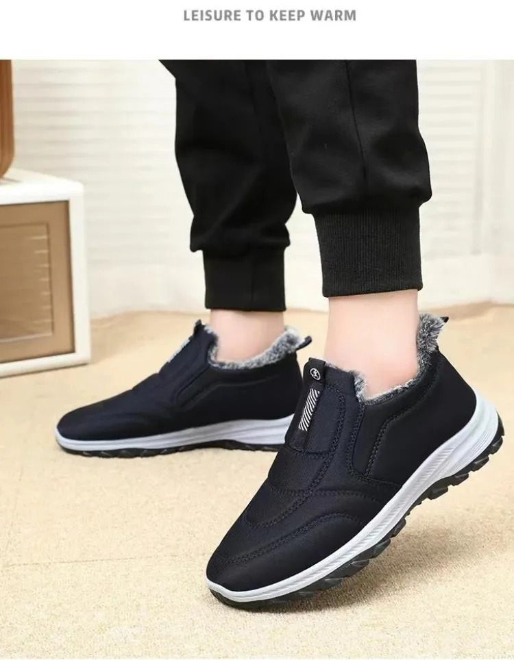 Snow Boots Thick Fur Non-slip Sneakers for Men – Cotton Ankle Boots, Lightweight Outdoor Hiking Shoes, Warm Walking Boots for Winter
