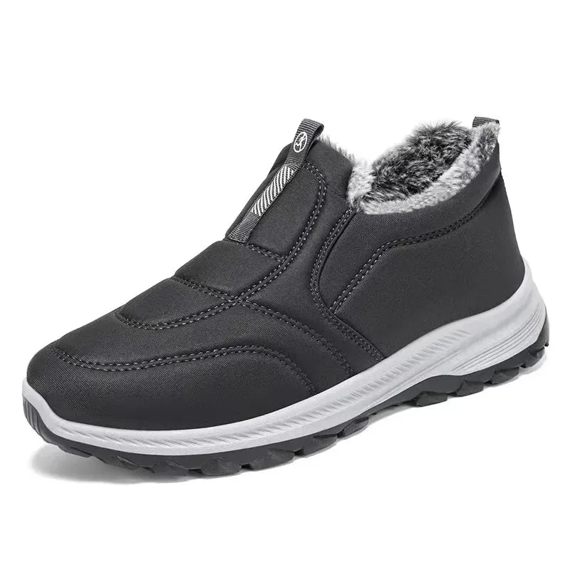 Snow Boots Thick Fur Non-slip Sneakers for Men – Cotton Ankle Boots, Lightweight Outdoor Hiking Shoes, Warm Walking Boots for Winter