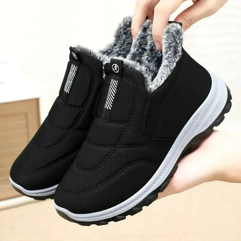 Snow Boots Thick Fur Non-slip Sneakers for Men – Cotton Ankle Boots, Lightweight Outdoor Hiking Shoes, Warm Walking Boots for Winter