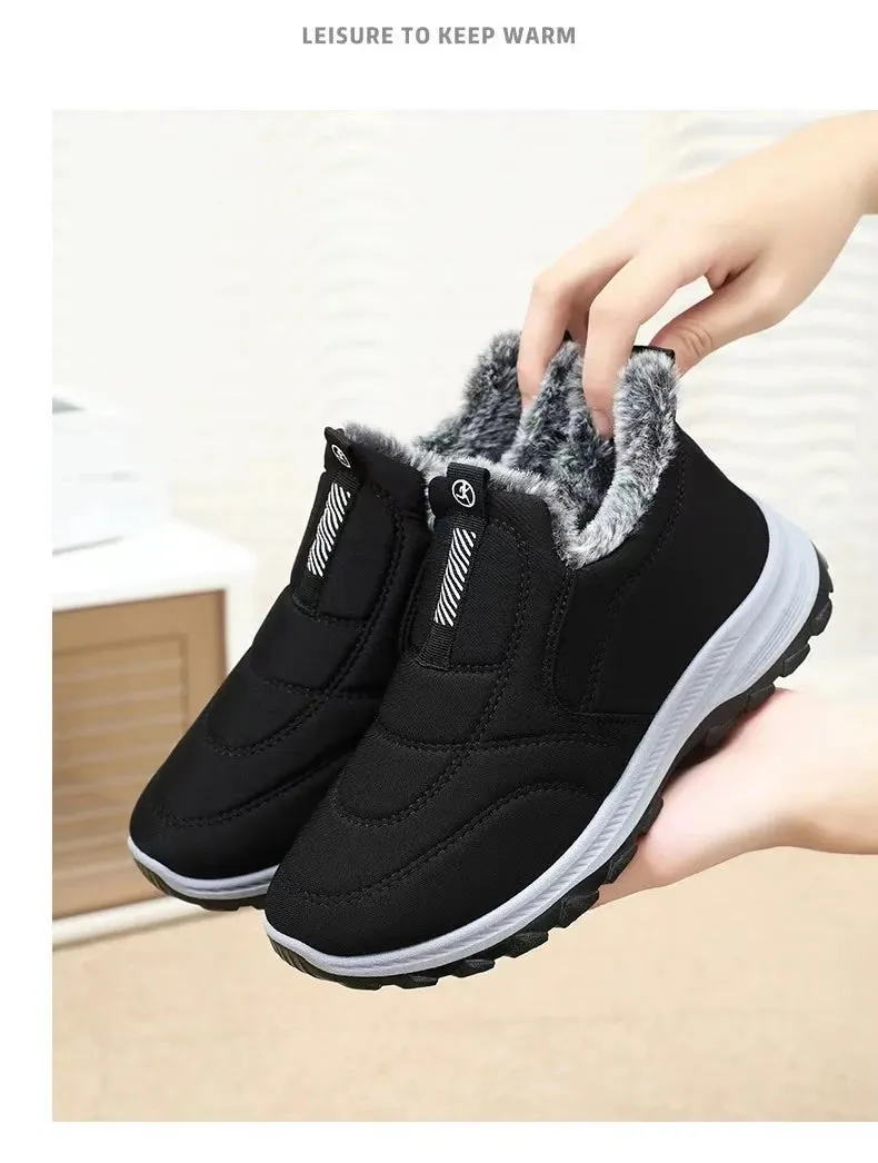Snow Boots Thick Fur Non-slip Sneakers for Men – Cotton Ankle Boots, Lightweight Outdoor Hiking Shoes, Warm Walking Boots for Winter