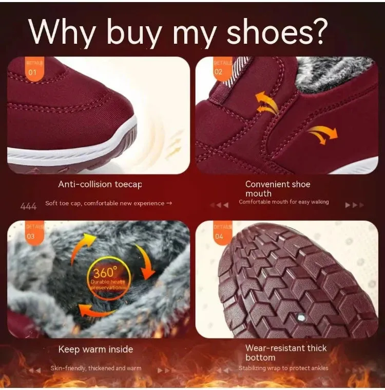 Snow Boots Thick Fur Non-slip Sneakers for Men – Cotton Ankle Boots, Lightweight Outdoor Hiking Shoes, Warm Walking Boots for Winter