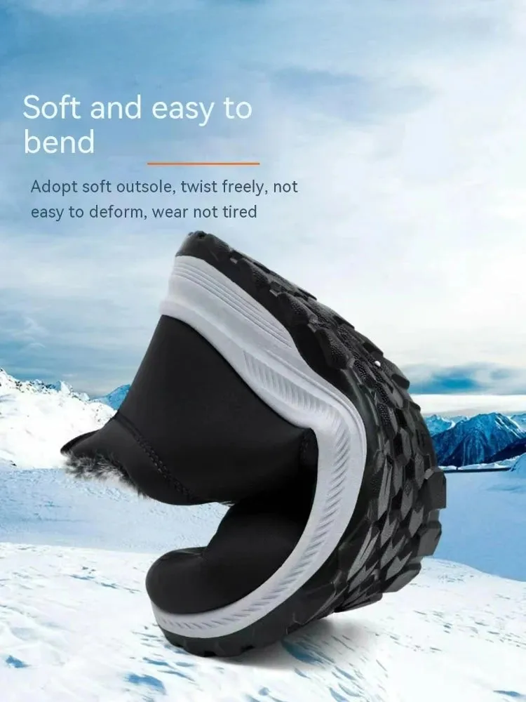 Snow Boots Thick Fur Non-slip Sneakers for Men – Cotton Ankle Boots, Lightweight Outdoor Hiking Shoes, Warm Walking Boots for Winter