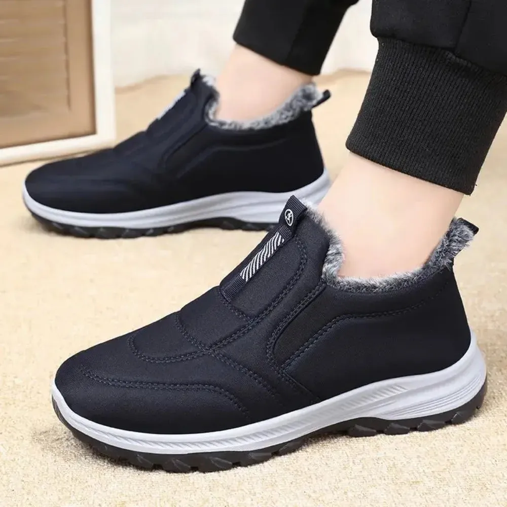 Snow Boots Thick Fur Non-slip Sneakers for Men – Cotton Ankle Boots, Lightweight Outdoor Hiking Shoes, Warm Walking Boots for Winter