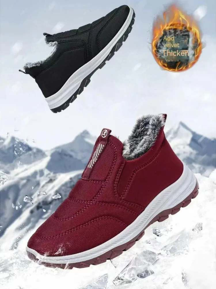 Snow Boots Thick Fur Non-slip Sneakers for Men – Cotton Ankle Boots, Lightweight Outdoor Hiking Shoes, Warm Walking Boots for Winter