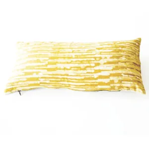 SOLD OUT Gold Maize Thin Stripe Linen Batik Blockprinted Lumbar Pillow 12 x 24