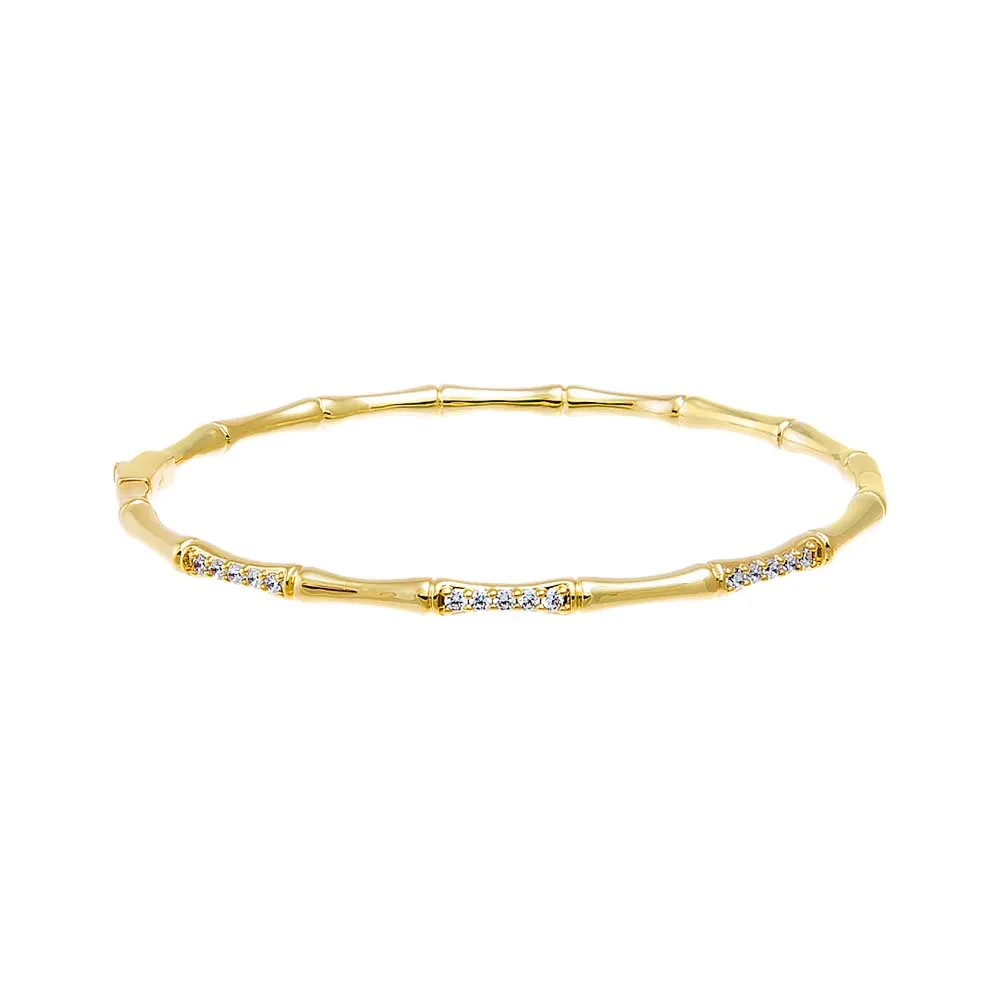 Solid/Pave Thin Bamboo Bangle Bracelet