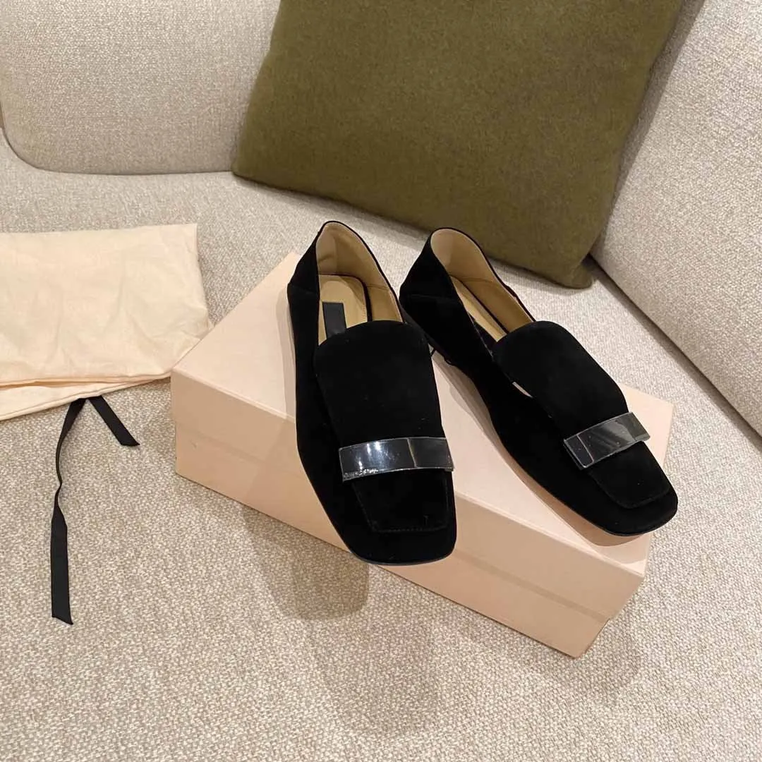 Square Toe Flat Single Shoes Step On Heel Two Wear Loafers Women