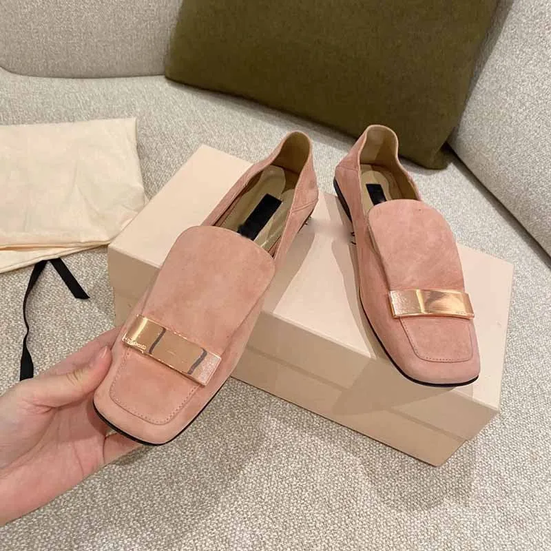 Square Toe Flat Single Shoes Step On Heel Two Wear Loafers Women
