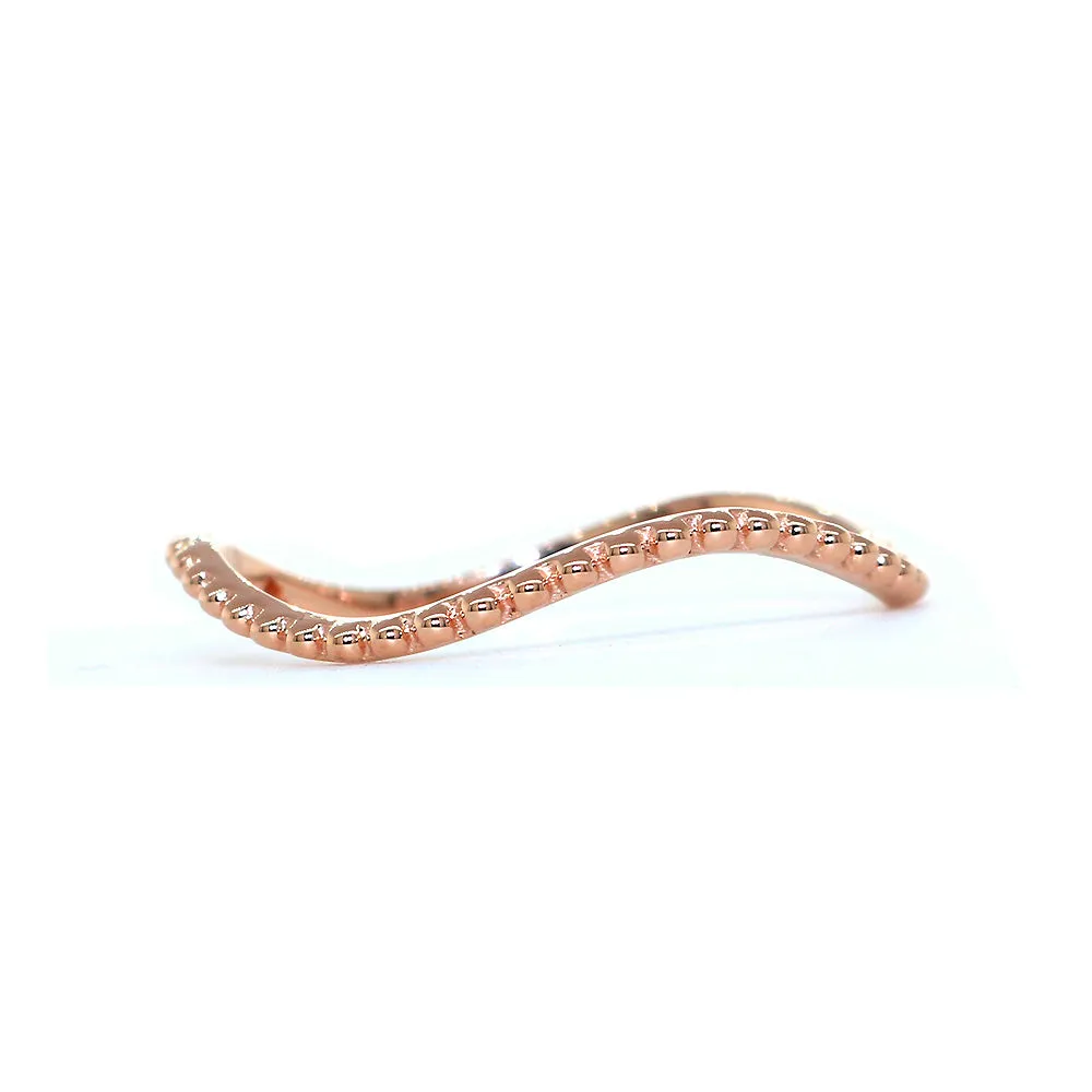 Stackable Curvy Beads Band, 1mm Wide in 14K Pink, Rose Gold