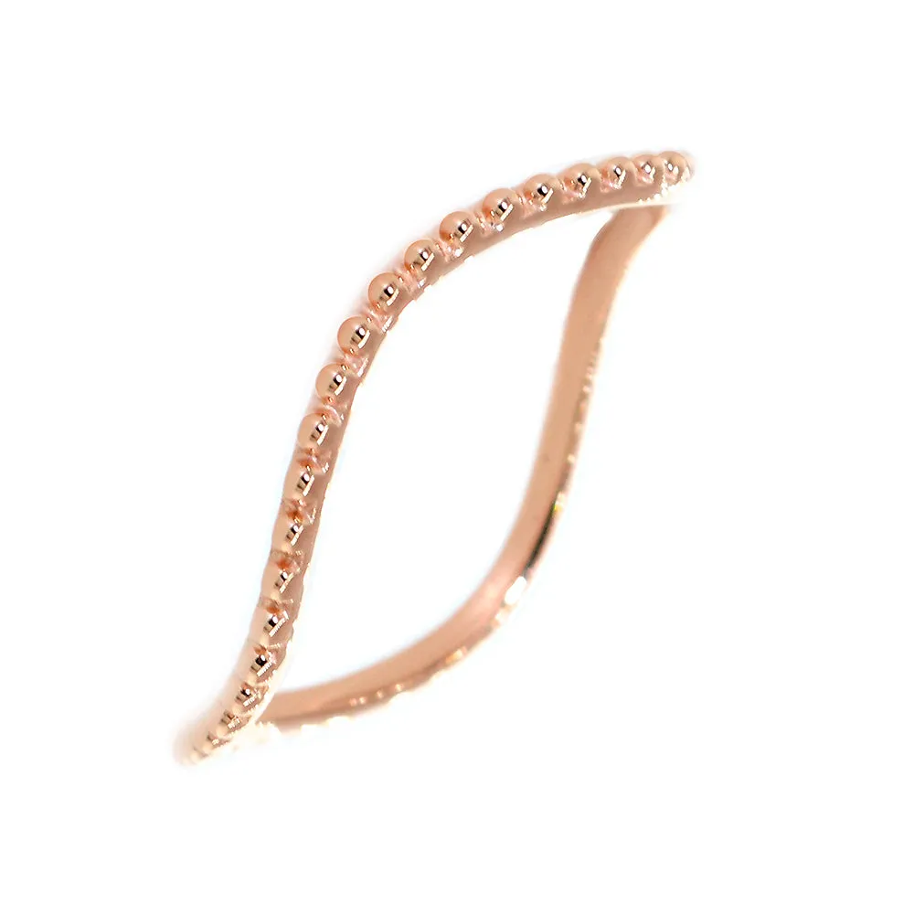 Stackable Curvy Beads Band, 1mm Wide in 14K Pink, Rose Gold