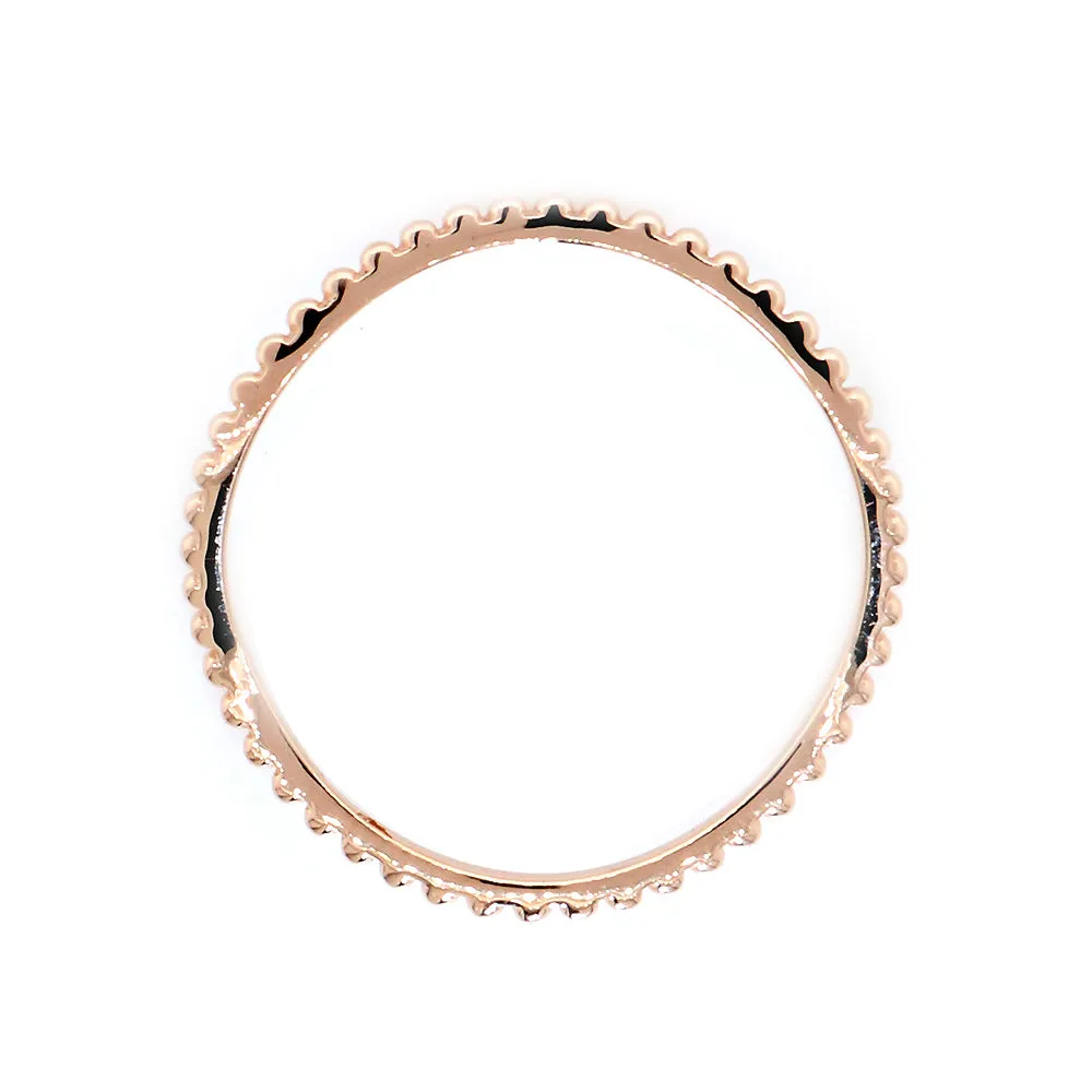 Stackable Curvy Beads Band, 1mm Wide in 14K Pink, Rose Gold