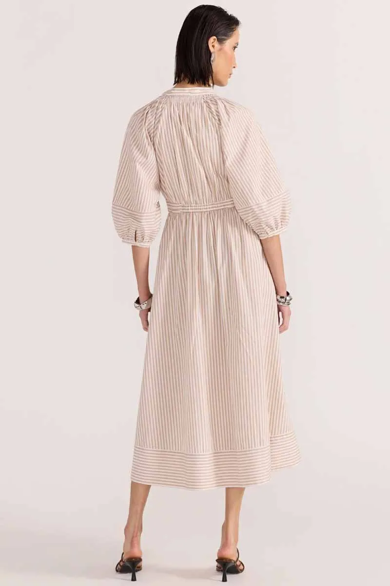 STAPLE THE LABEL Rumi Midi Dress - White/beige