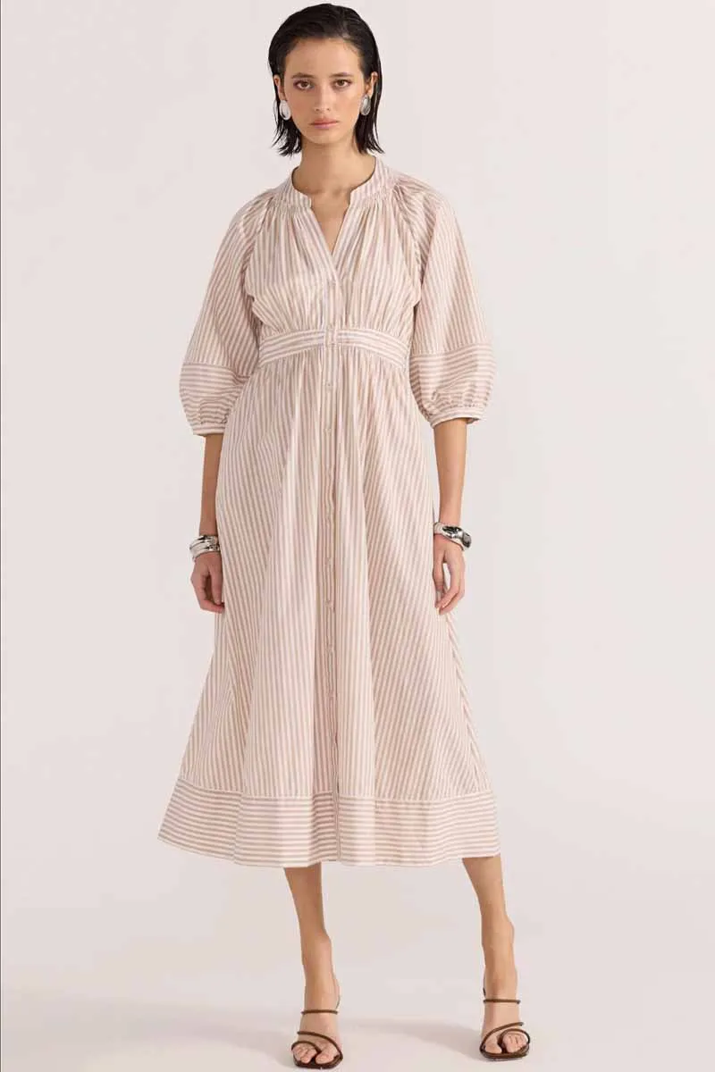 STAPLE THE LABEL Rumi Midi Dress - White/beige