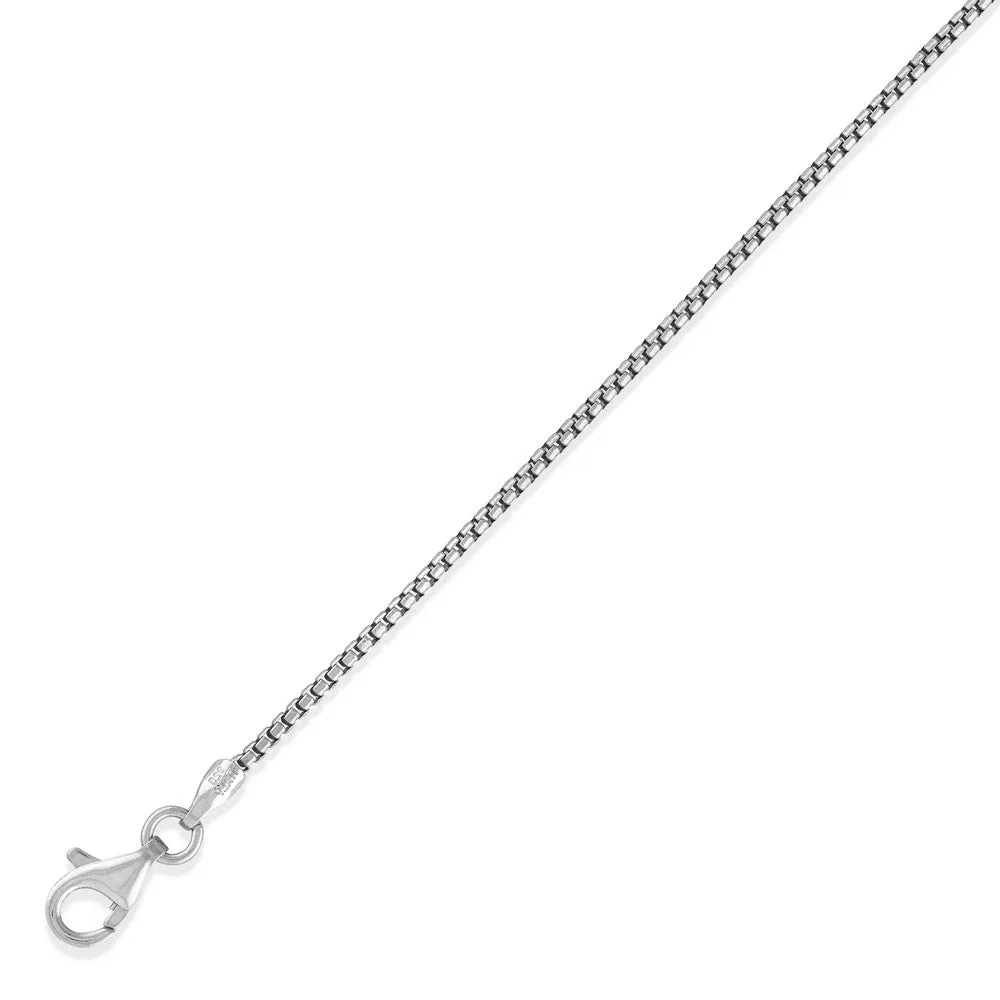 Sterling Silver 1.26mm Thin Round Box Chain Rhodium Plated, 22" (88647)