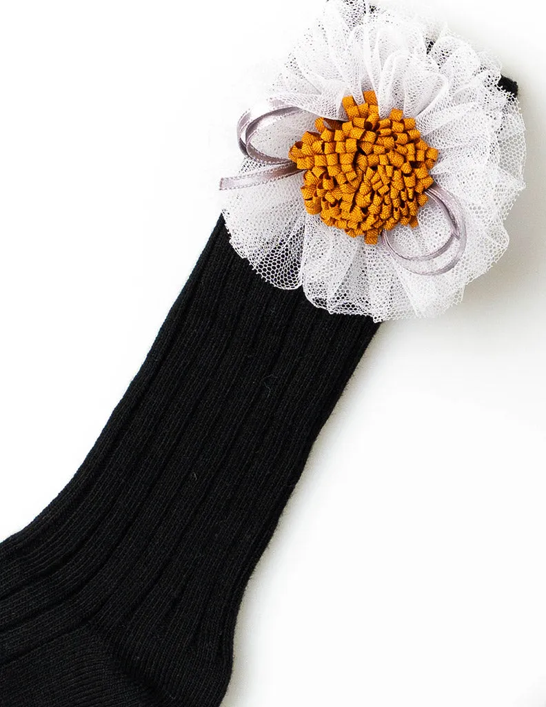 Sunflower Knee Socks Black