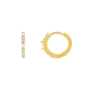 Thin CZ X Baguette Huggie Earring