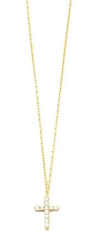 Thin Dainty CZ Cross Necklace