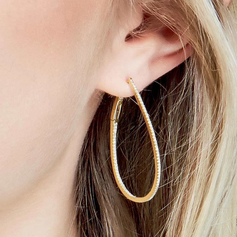 Thin Diamond Hoop Earrings
