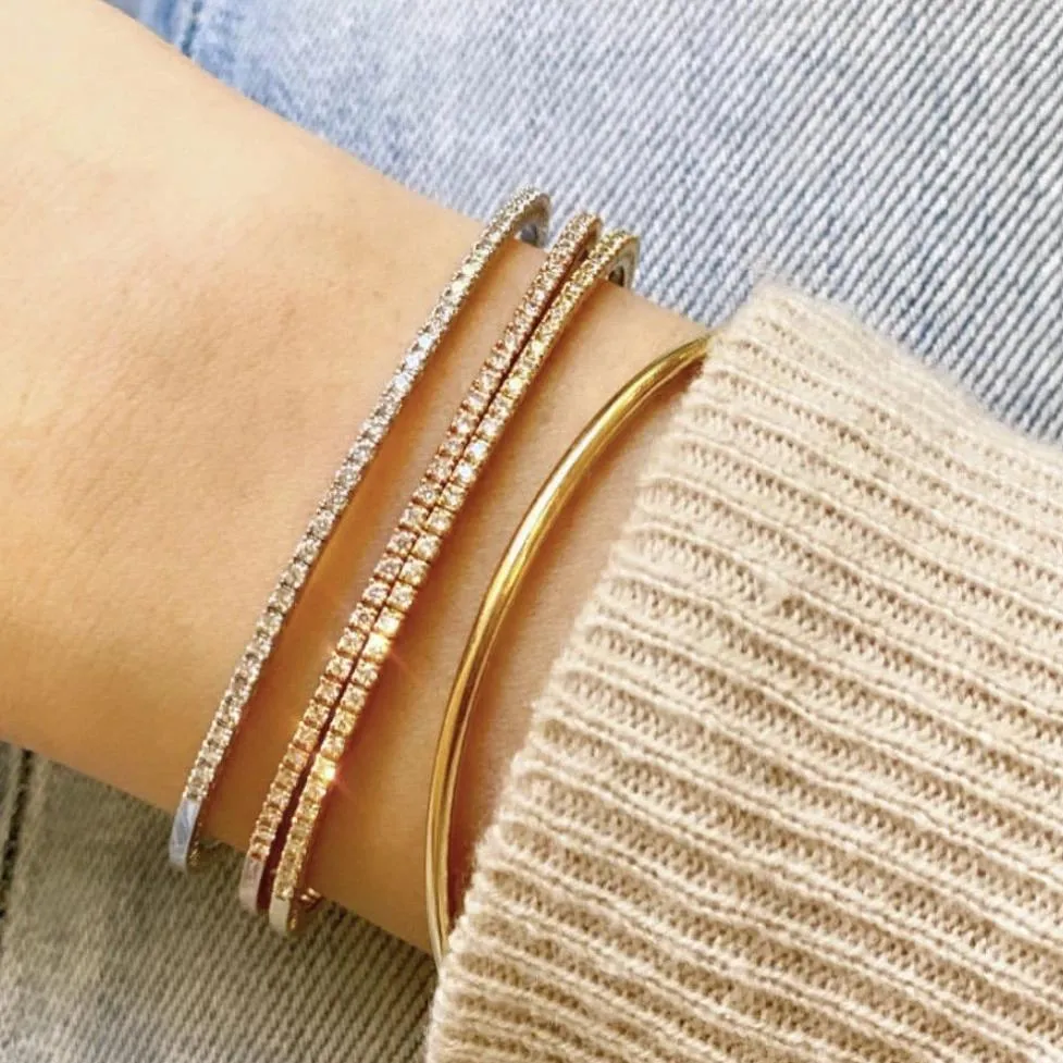 Thin Diamond Oval Bangle