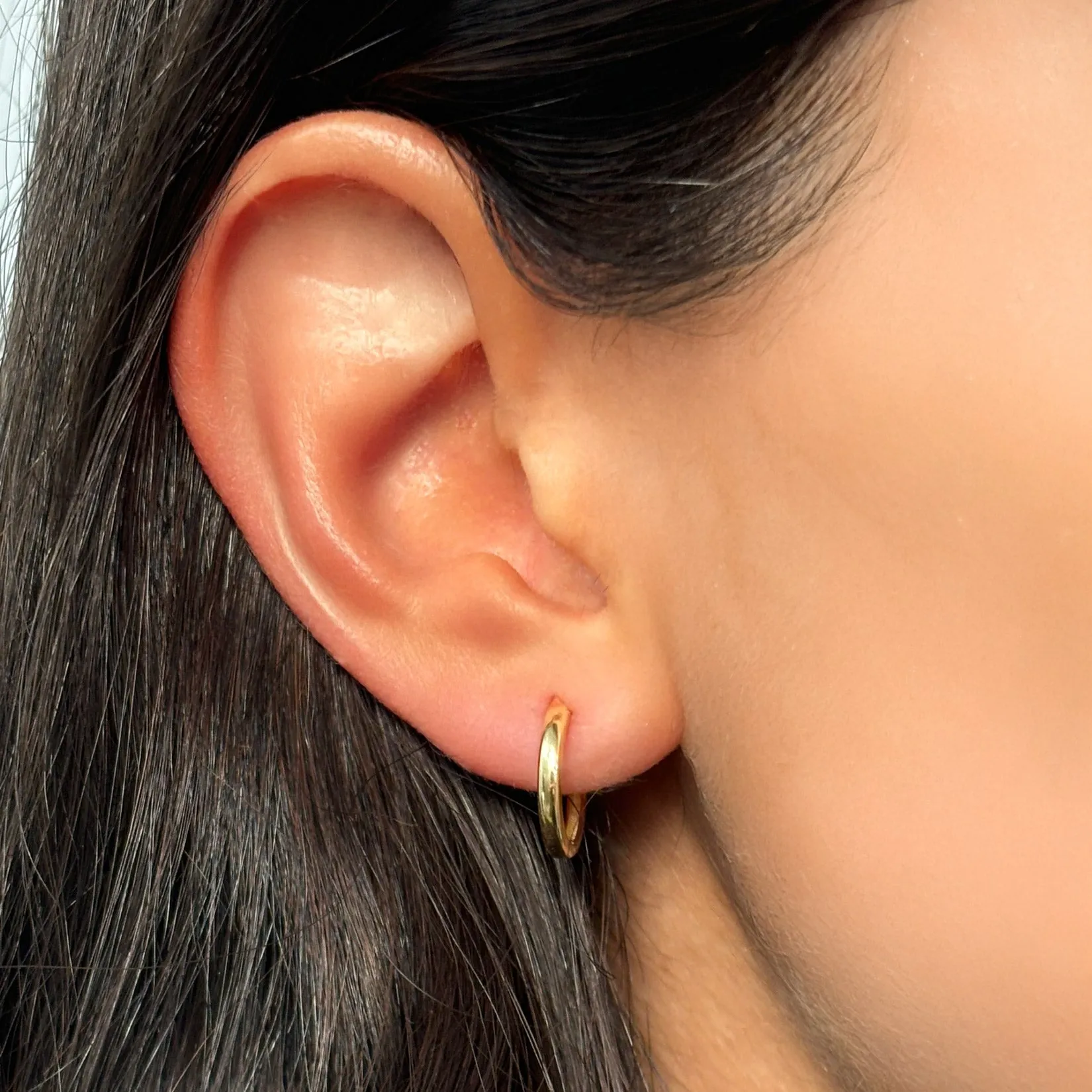 Thin Gold Huggie Hoop Earrings