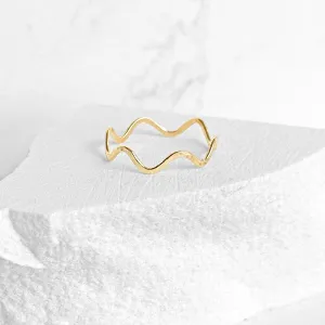 Thin Hammered Gold Squiggle Ring