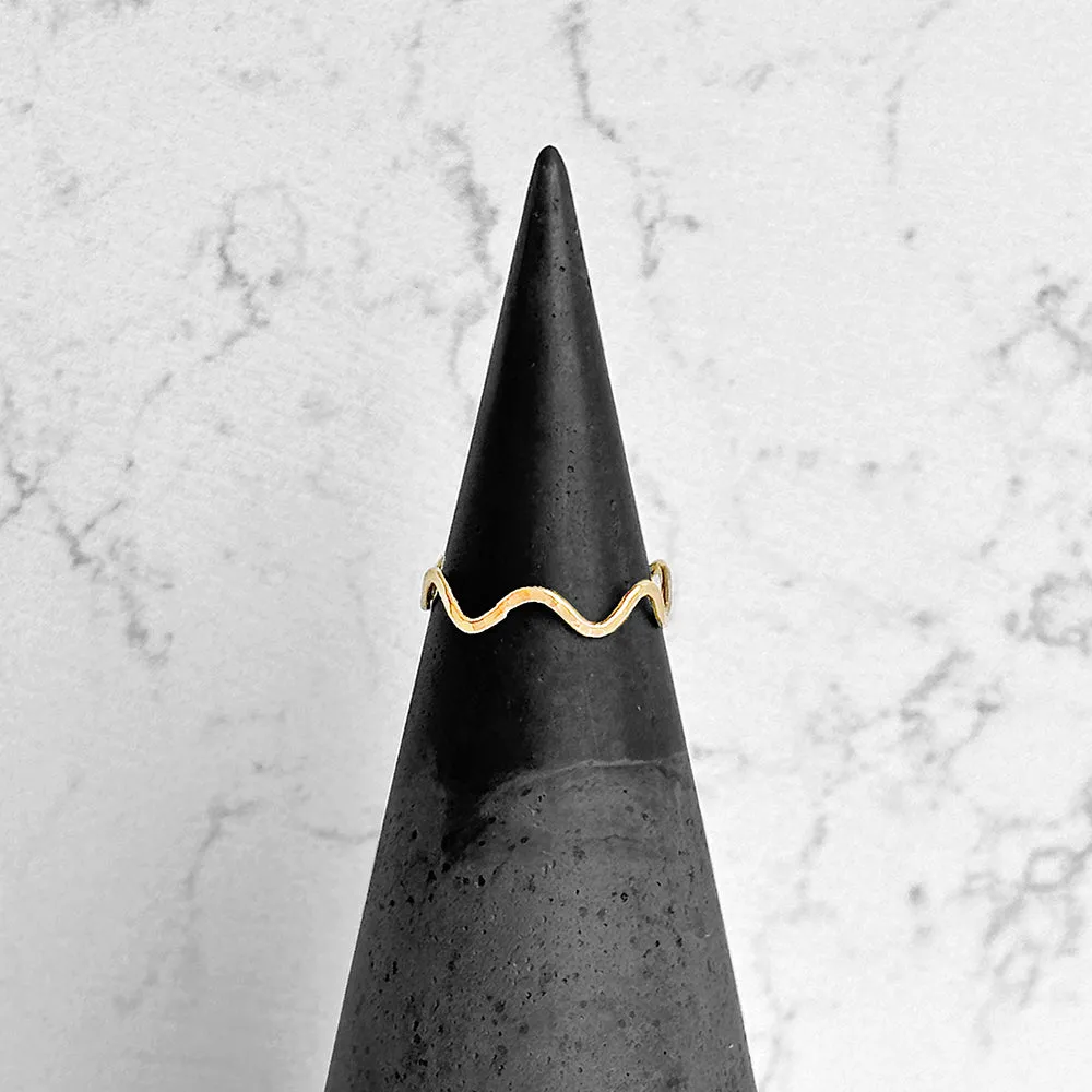 Thin Hammered Gold Squiggle Ring