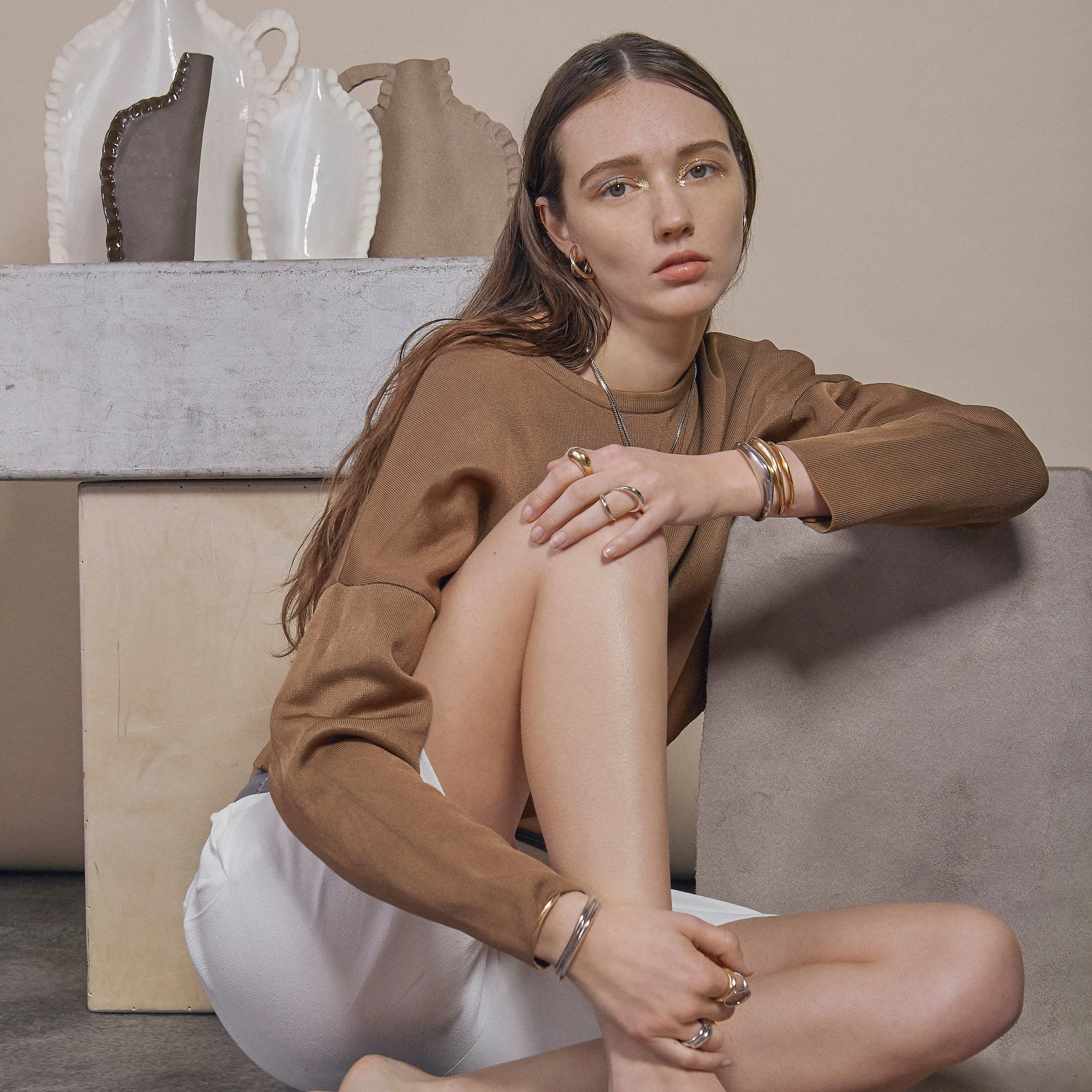 Thin Organic Cuff in Gold