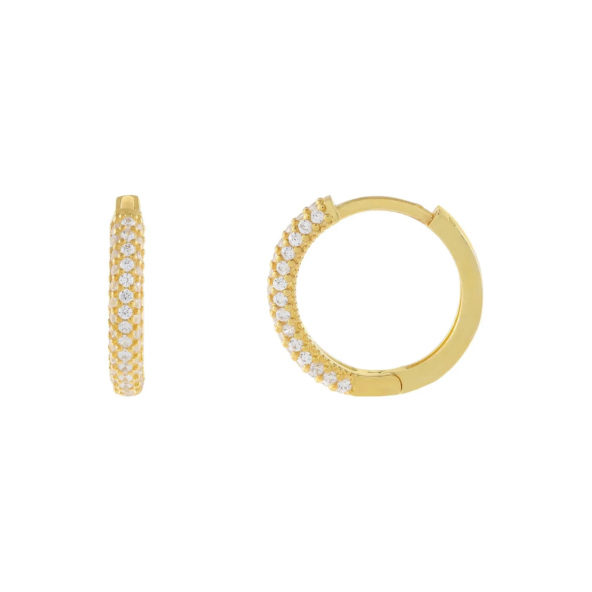 Thin Pavé Huggie Earring
