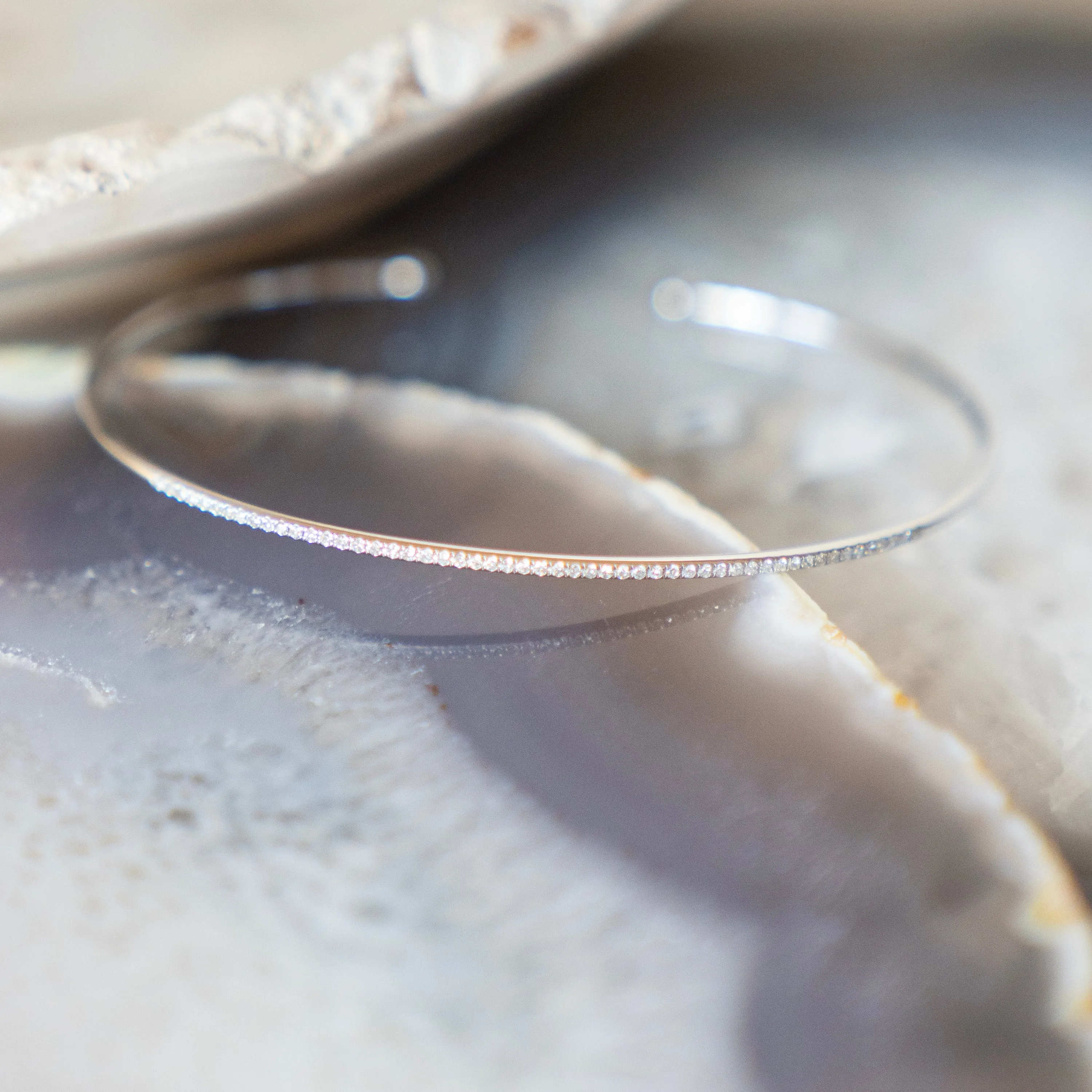 Thin Pave Diamond Bangle
