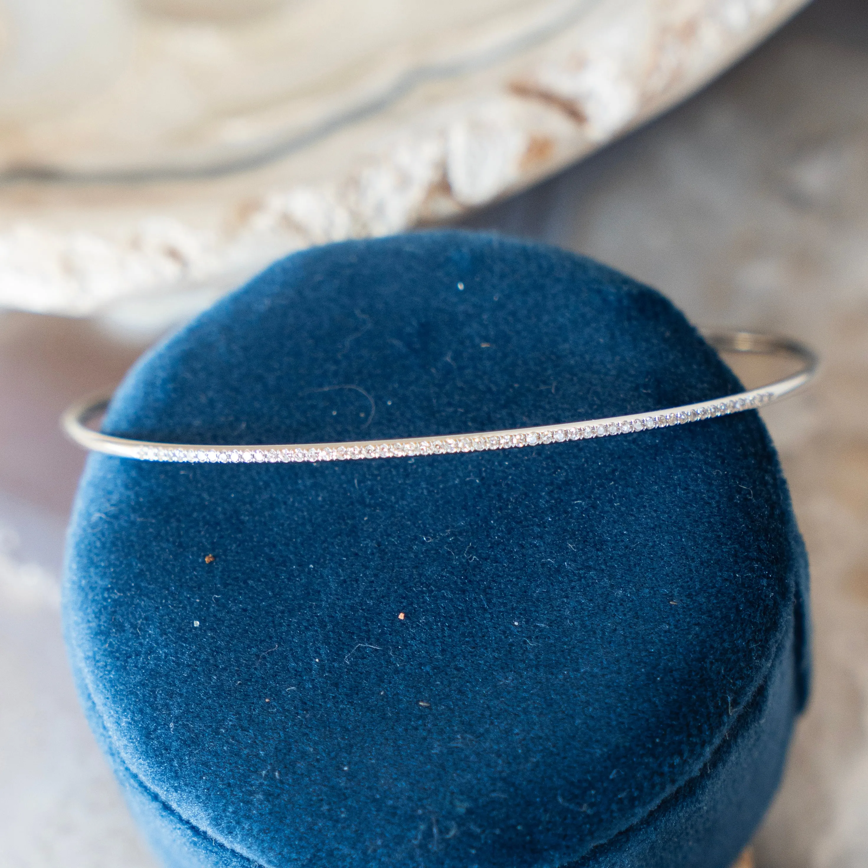 Thin Pave Diamond Bangle