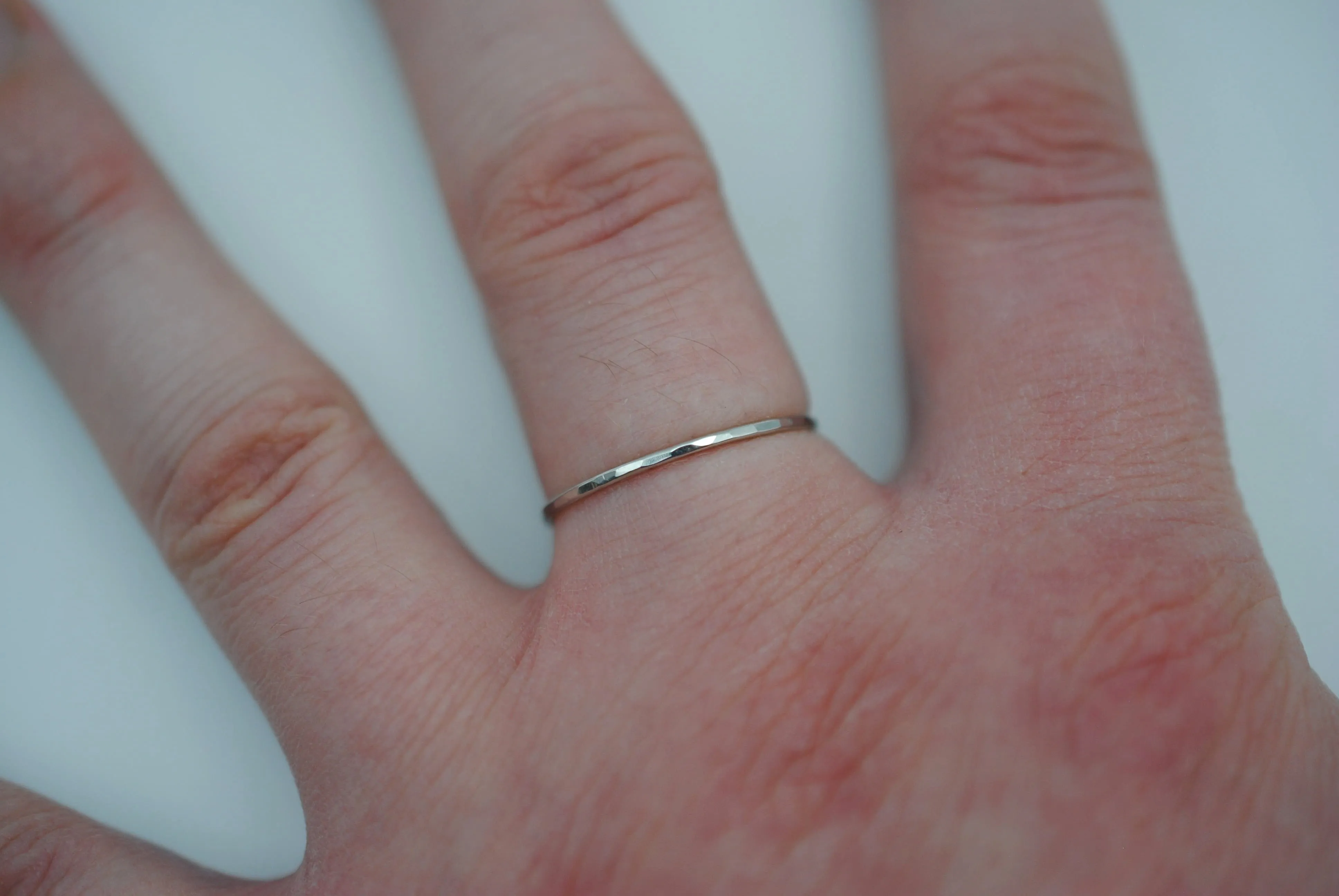 Thin Rhodium Stacker Ring